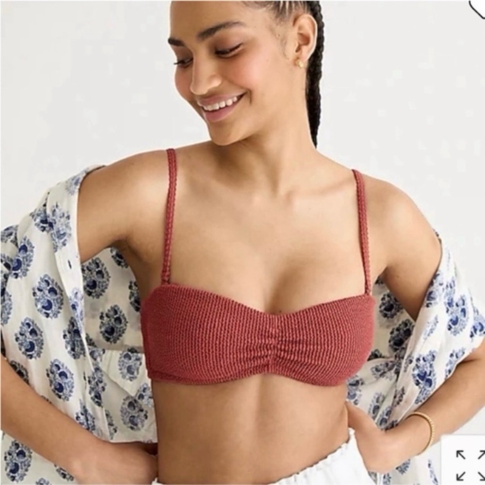 J Crew Size 2X Textured Convertible Scrunchie Sweetheart Bikini Top NWT